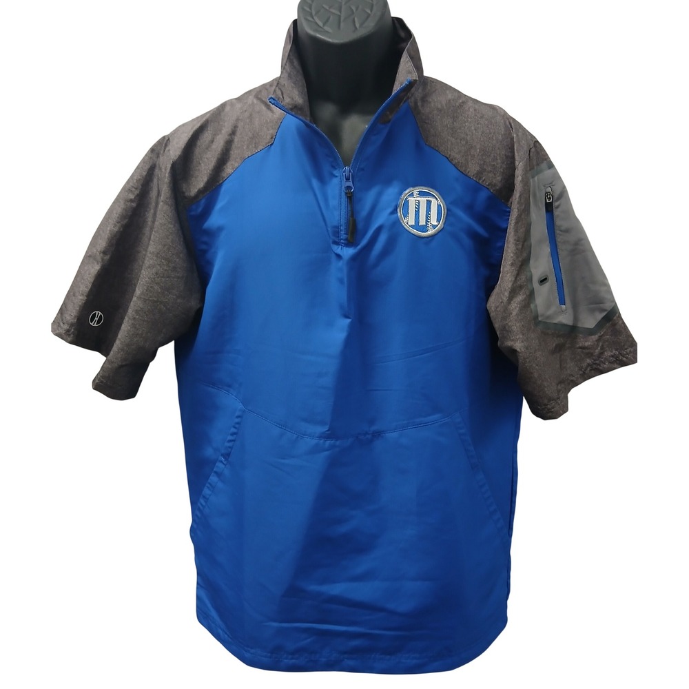 Holloway Mens Blue Grey Quarter Zip Short Sleeve Baseball Windshirt Small
